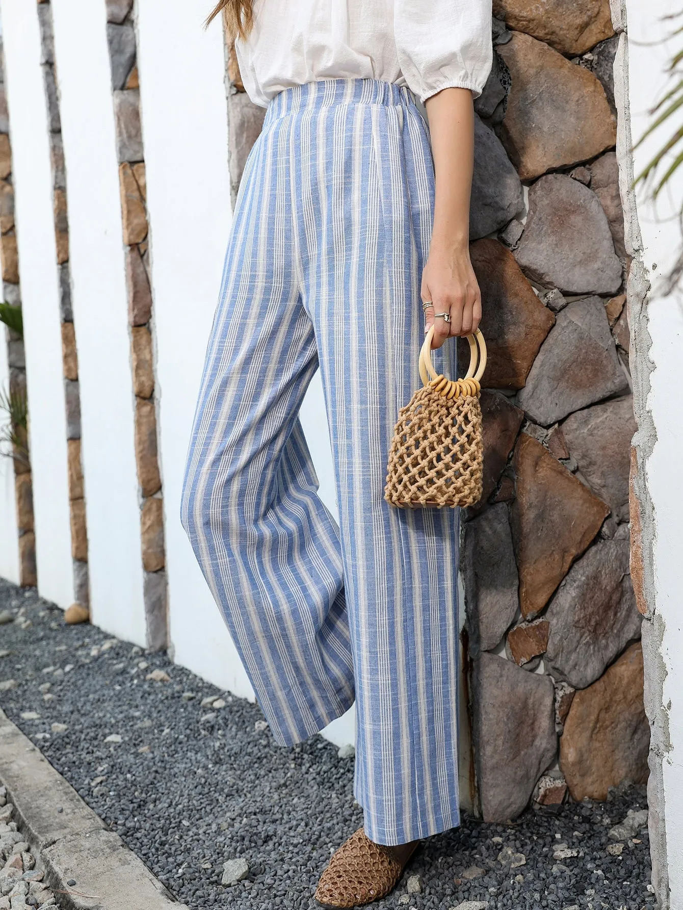 Boho Striped High Waist Long Women Pants