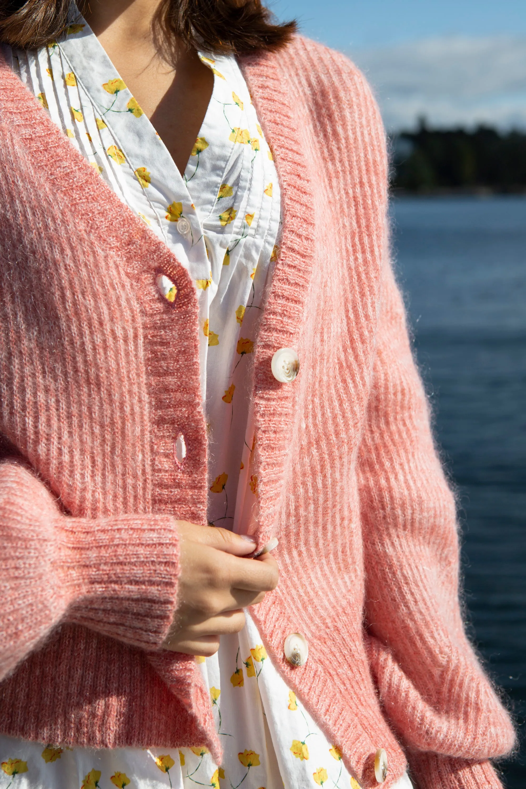 Bora Knit Cardigan - Blush Melange