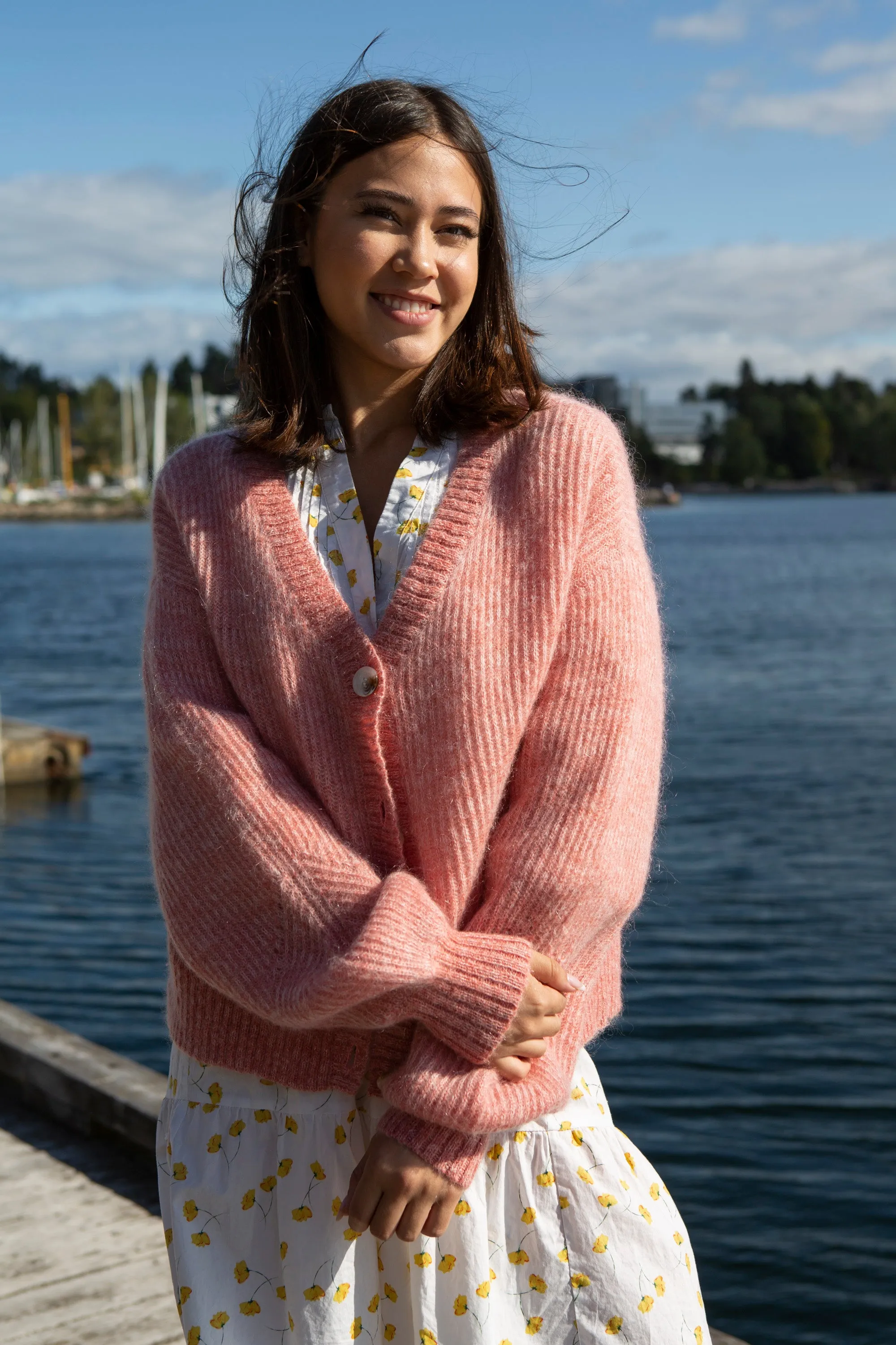 Bora Knit Cardigan - Blush Melange