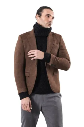 Brown Slim Fit Jacket for Men | Wessi