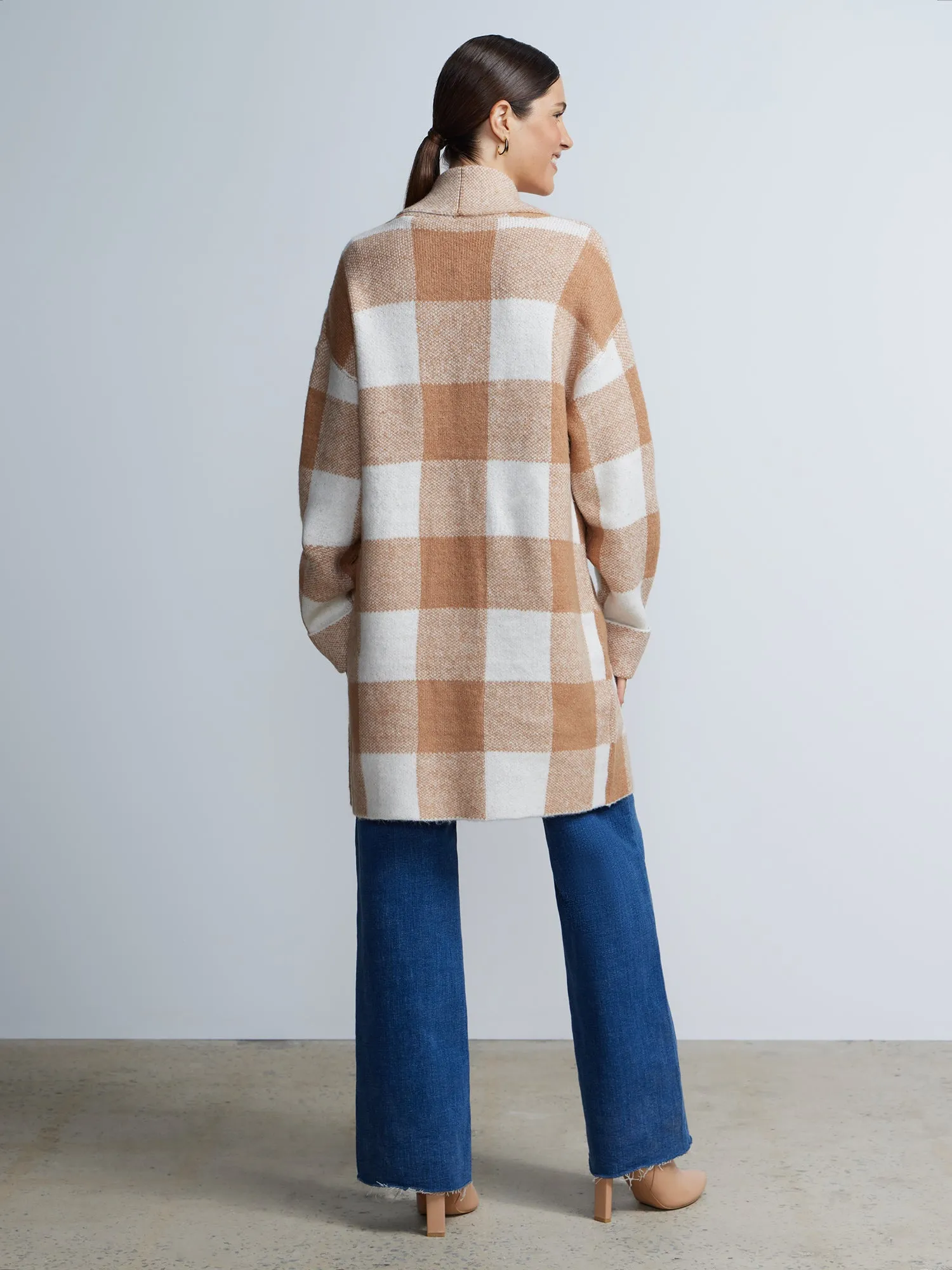 Buffalo Check Shawl Collar Cardigan