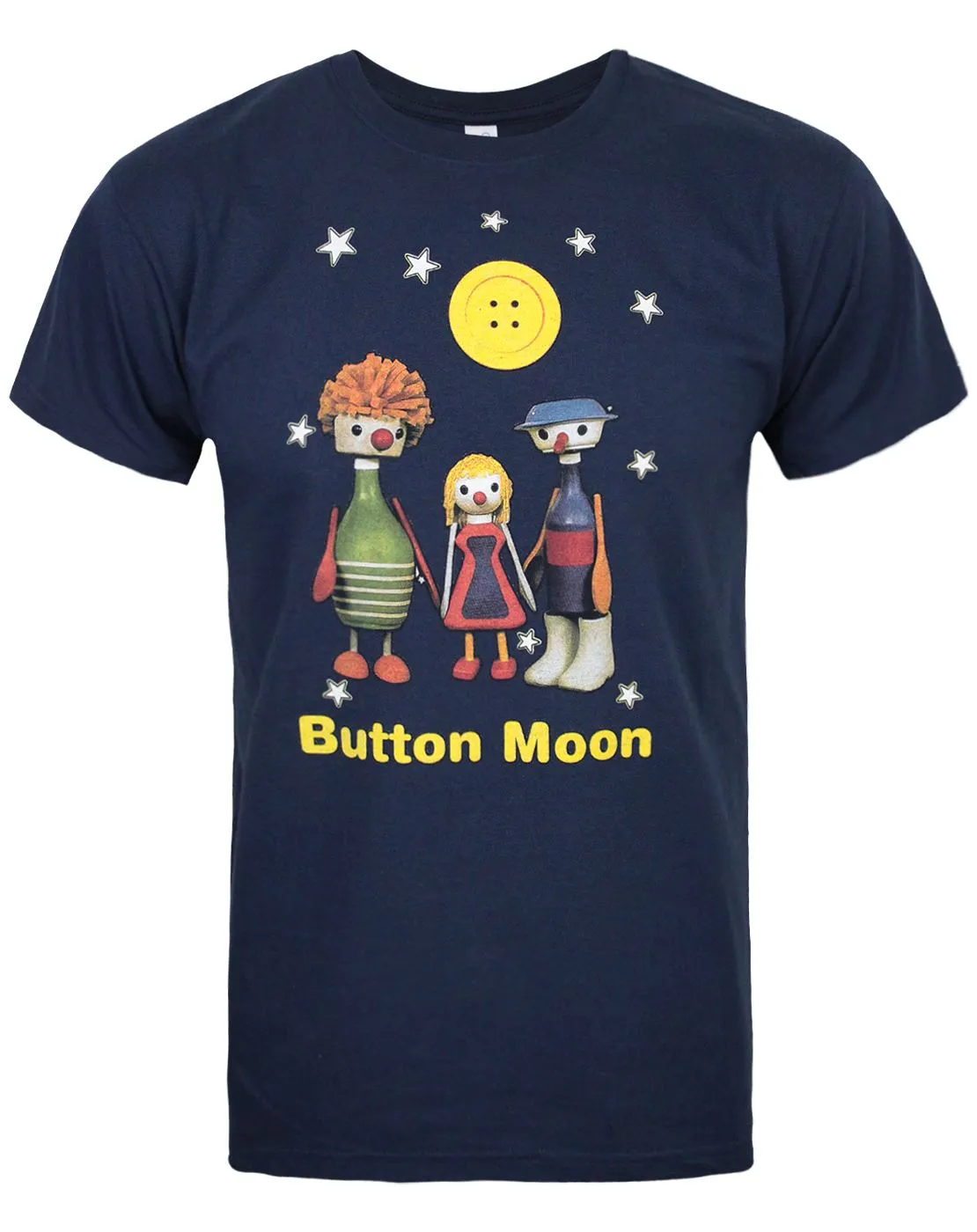 Button Moon Mens Blue Short Sleeved T-Shirt