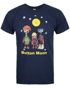 Button Moon Mens Blue Short Sleeved T-Shirt