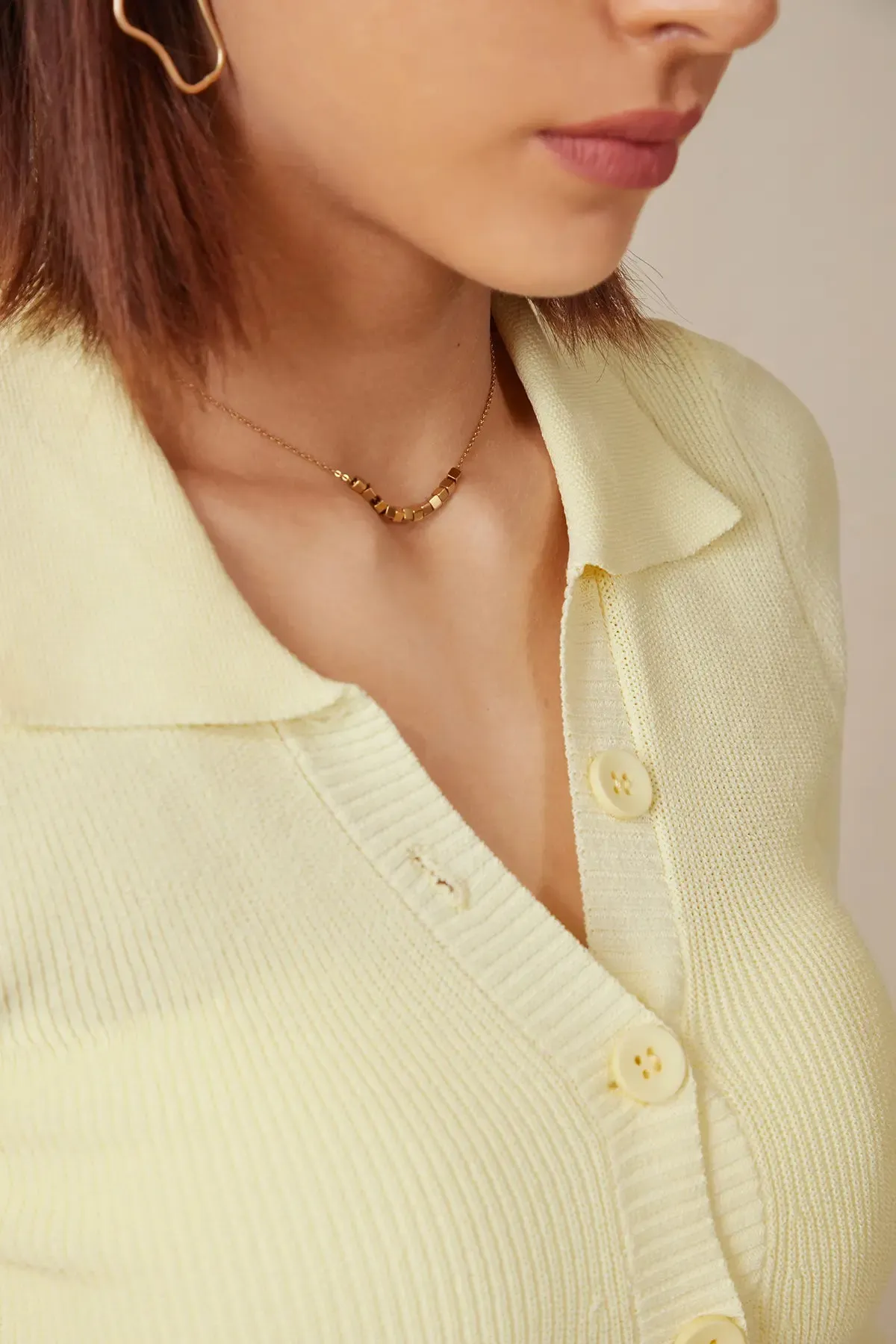 Button Through Collar Neck Pullover