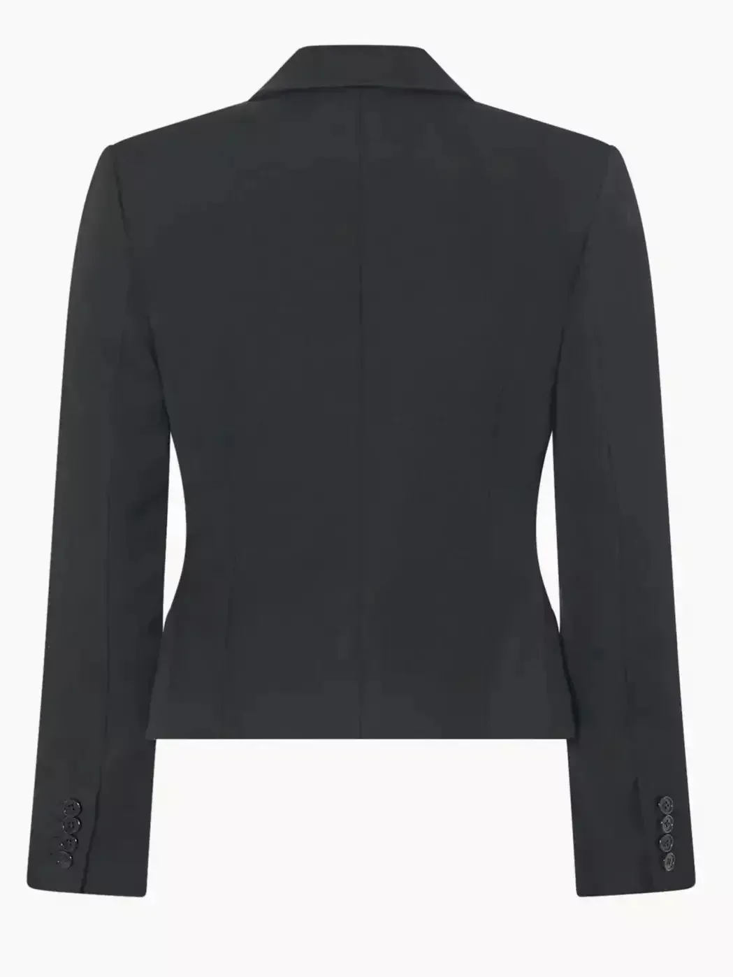 Buttoned Black Wool Fitted Blazer Jacket