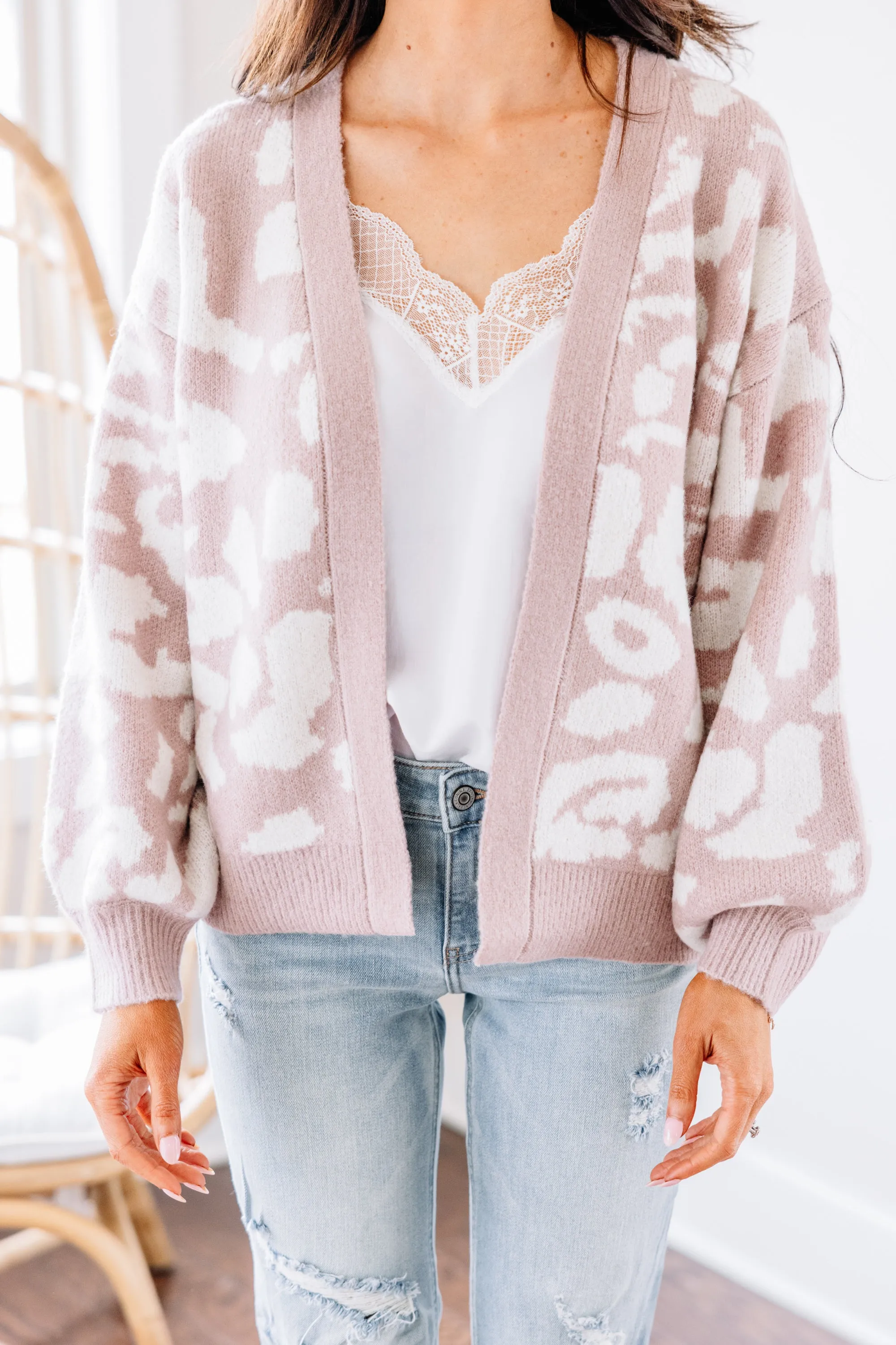 Can't Resist Blush Pink Leopard Cardigan