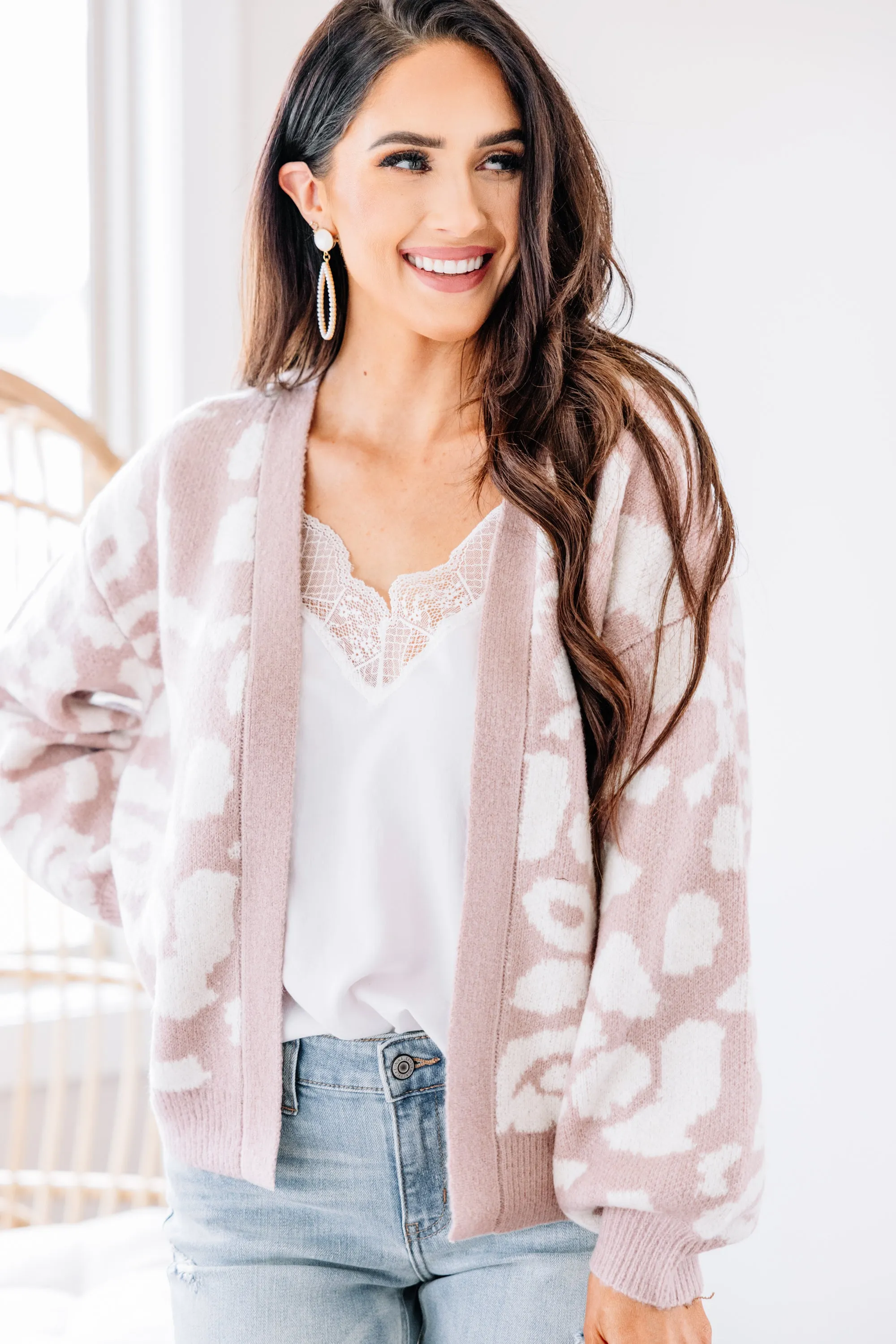 Can't Resist Blush Pink Leopard Cardigan