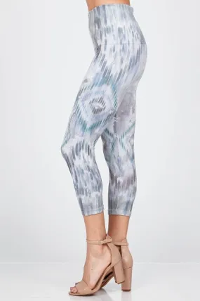 Capri/Short High Waist Cropped Ikat Print Leggings