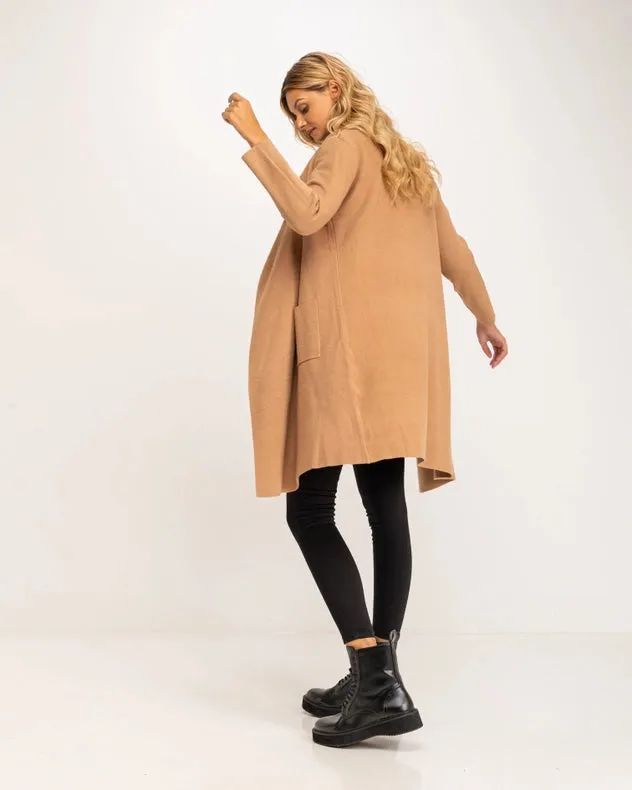 Cardigan-Style Cardigan With Pockets Camel