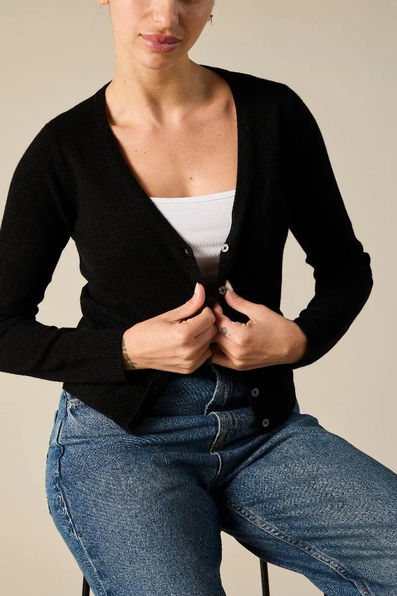 Cashmere Rhian V-neck Cardigan in Black