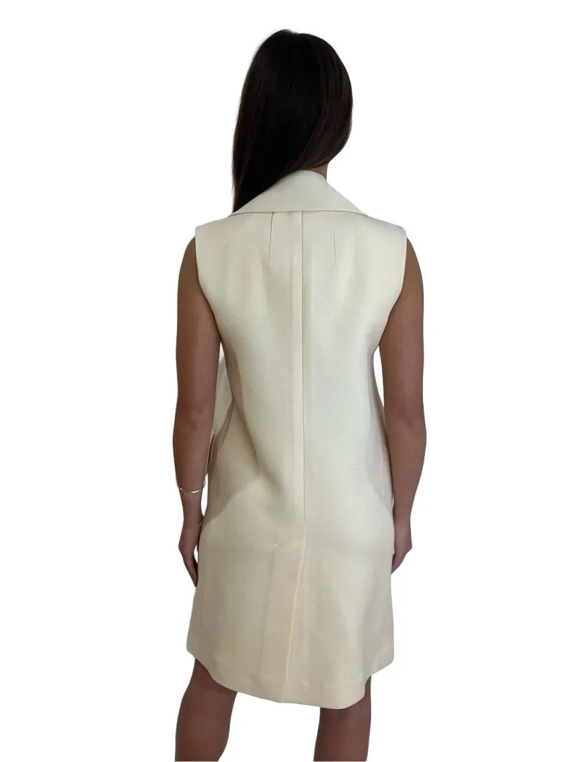 Celine Cream Sleeveless Coat-Dress. Size: Medium