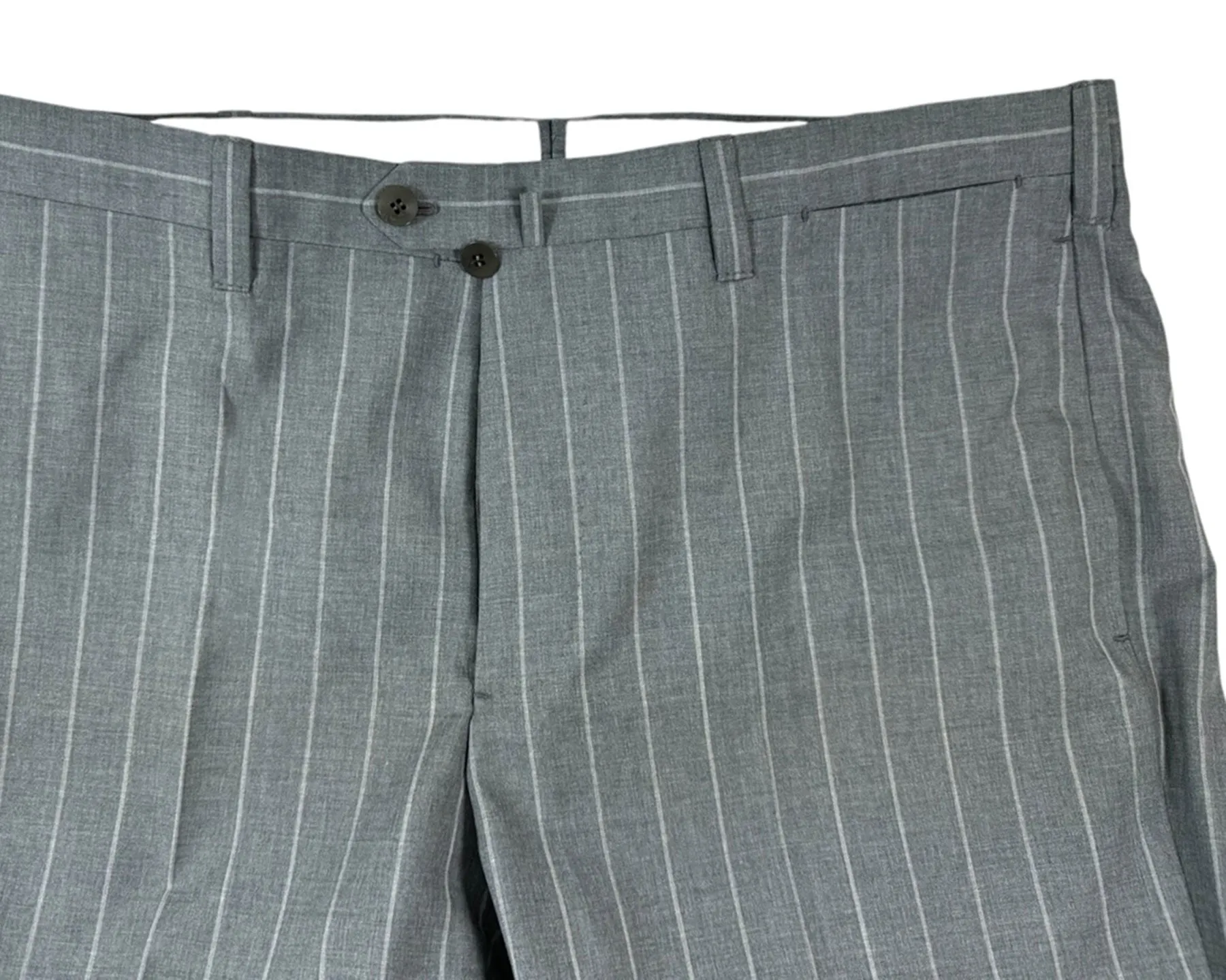 Cesare Attolini Suit Gray Stripes Peak Lapel EU 46/ US 36