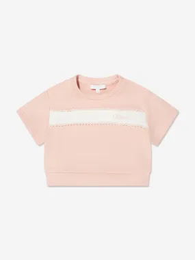 Chloé Girls Organic Cotton Short Sleeve Sweatshirt in Pink