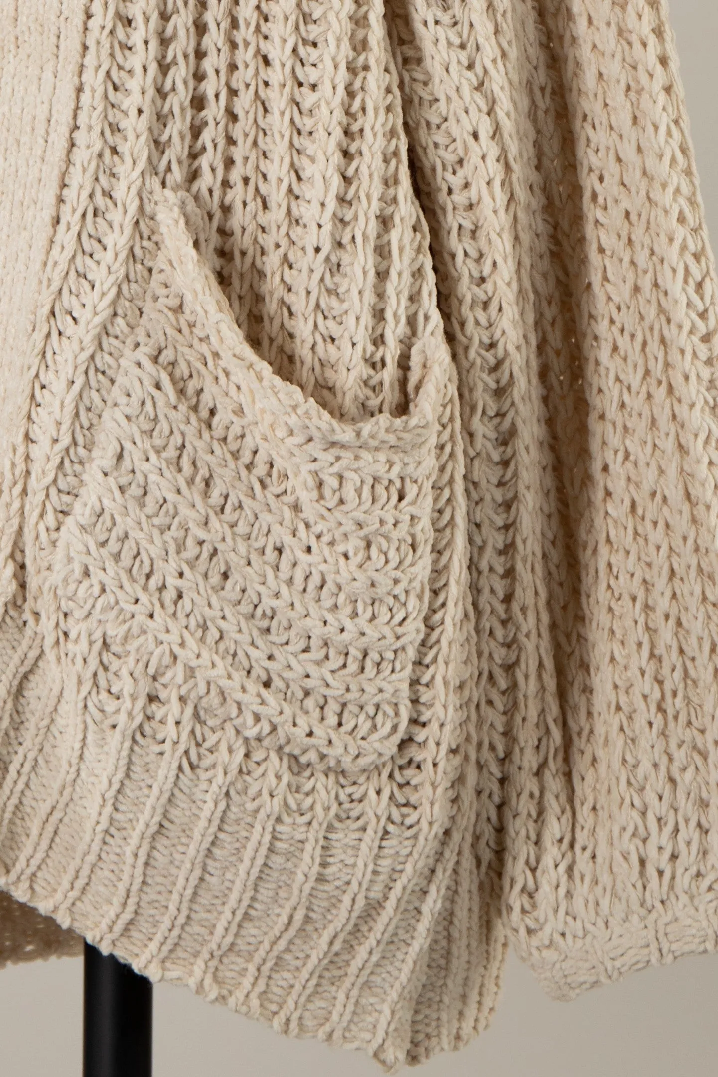 Chunky Ribbed Chenille Cable Knit Cardigan