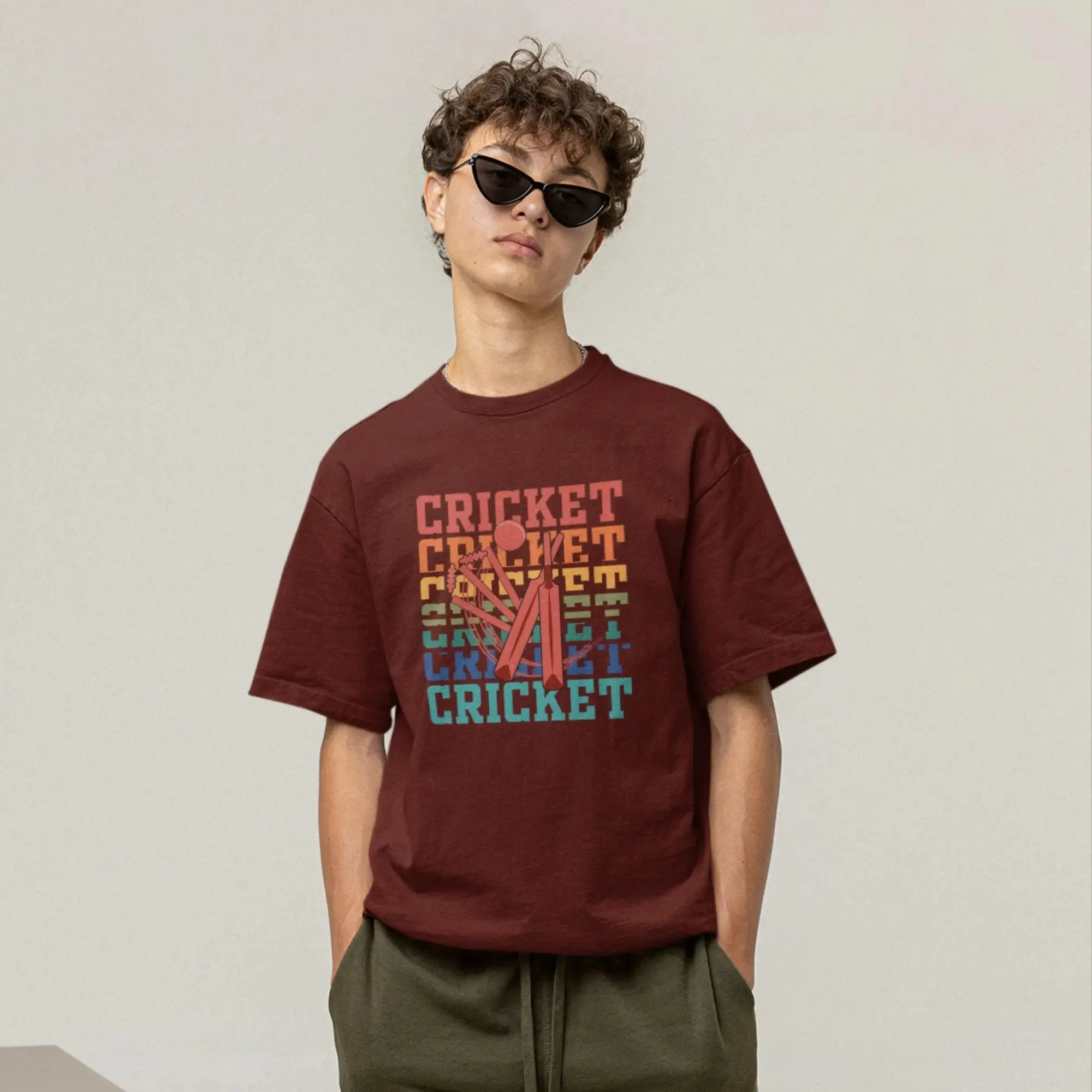 Cricket Round Neck Over Size T-Shirt