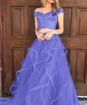 Crop Top Two Piece Prom Dress For Teens Graduation Formal Gown       fg499