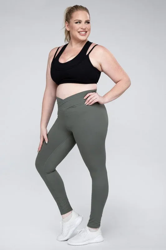 Curvy Size V Waist Full Length Leggings • More Colors