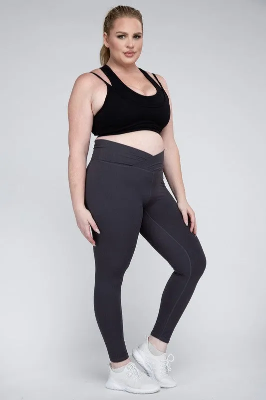 Curvy Size V Waist Full Length Leggings • More Colors