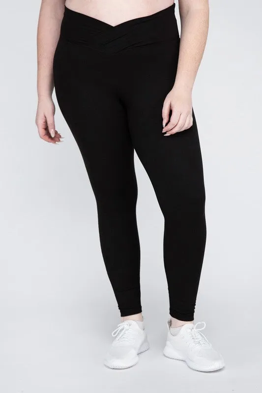 Curvy Size V Waist Full Length Leggings • More Colors