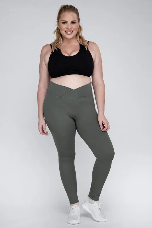 Curvy Size V Waist Full Length Leggings • More Colors