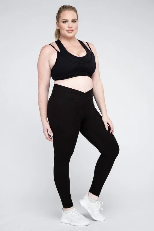 Curvy Size V Waist Full Length Leggings • More Colors