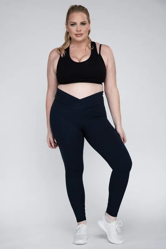 Curvy Size V Waist Full Length Leggings • More Colors