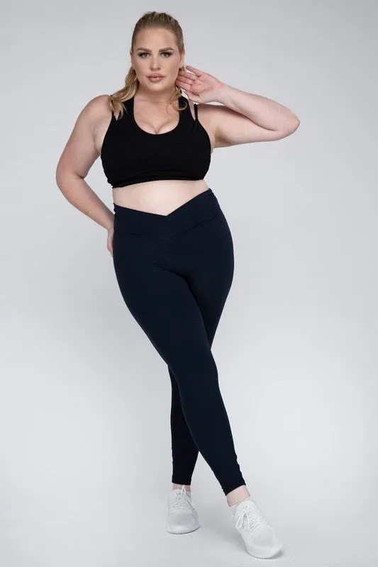 Curvy Size V Waist Full Length Leggings • More Colors