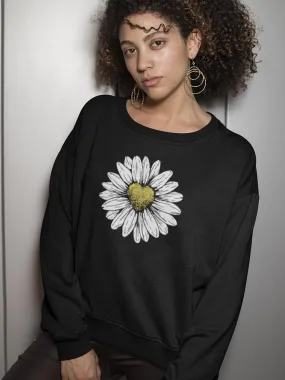 Daisy Flower With A Heart Sweatshirt Women's -GoatDeals Designs