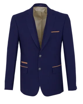 Dark Blue Fashion Blazer and Waistcoat With Piping pocket