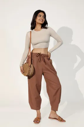 Dark Brown Women's Regular-Fit Trousers