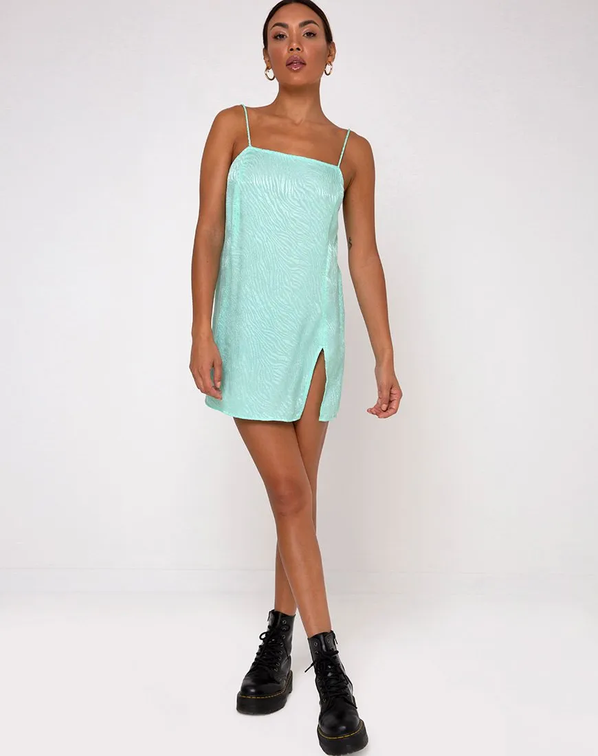 Datista Slip Dress in Zebra Aquamarine