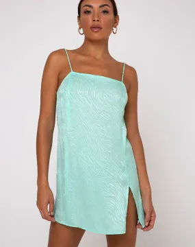 Datista Slip Dress in Zebra Aquamarine