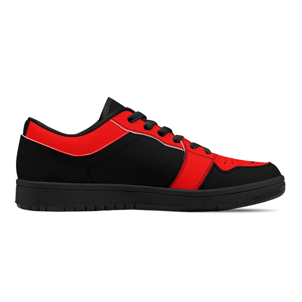 DCYG G4's Black & Red,  Black Sole Low-Top Leather Sneakers