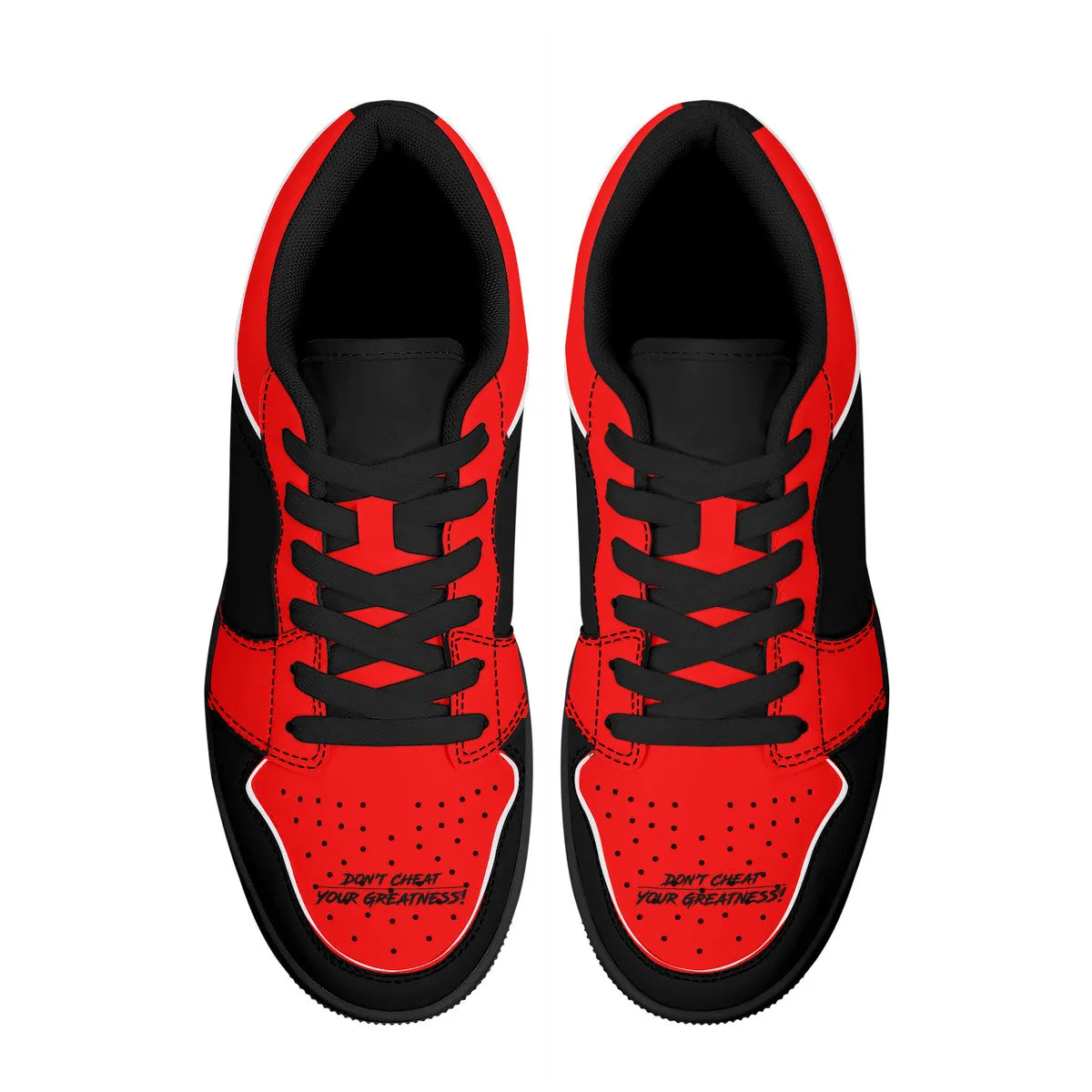 DCYG G4's Black & Red,  Black Sole Low-Top Leather Sneakers