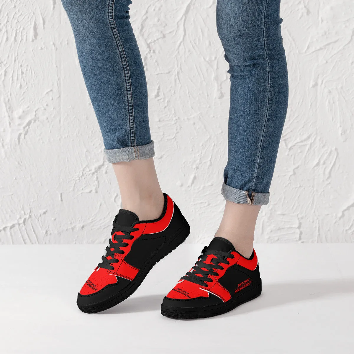 DCYG G4's Black & Red,  Black Sole Low-Top Leather Sneakers