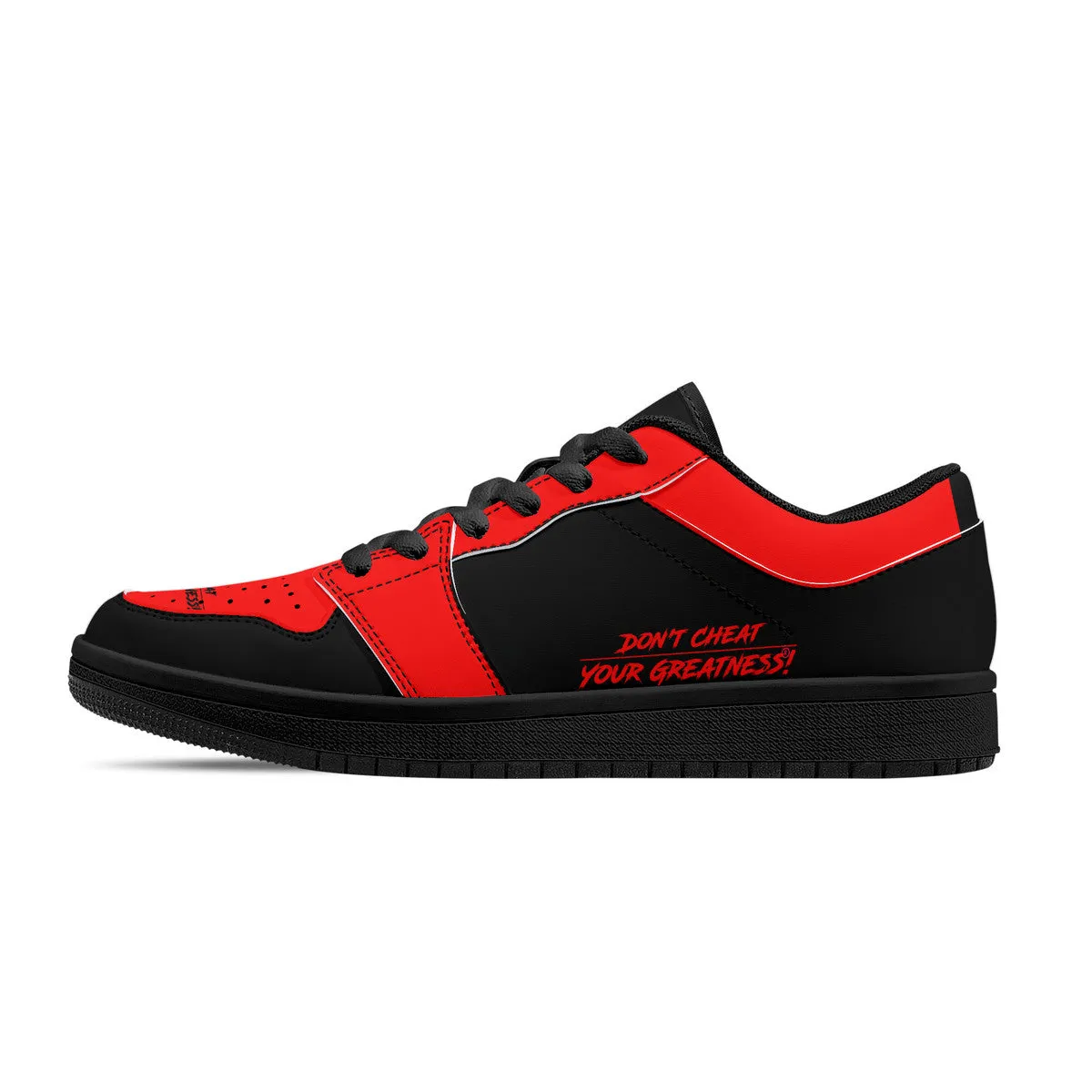 DCYG G4's Black & Red,  Black Sole Low-Top Leather Sneakers