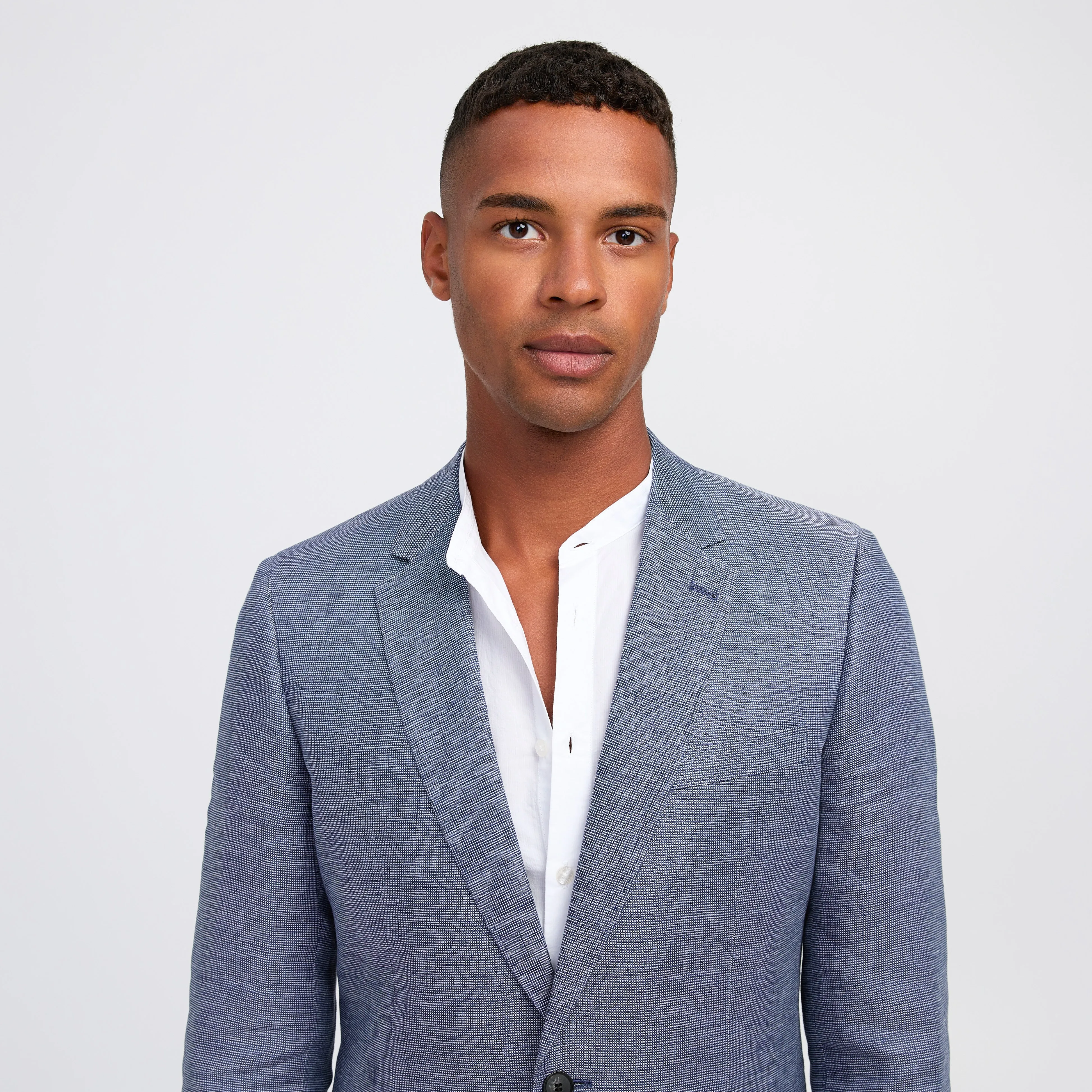 Delave Linen End on End Blazer Light Denim