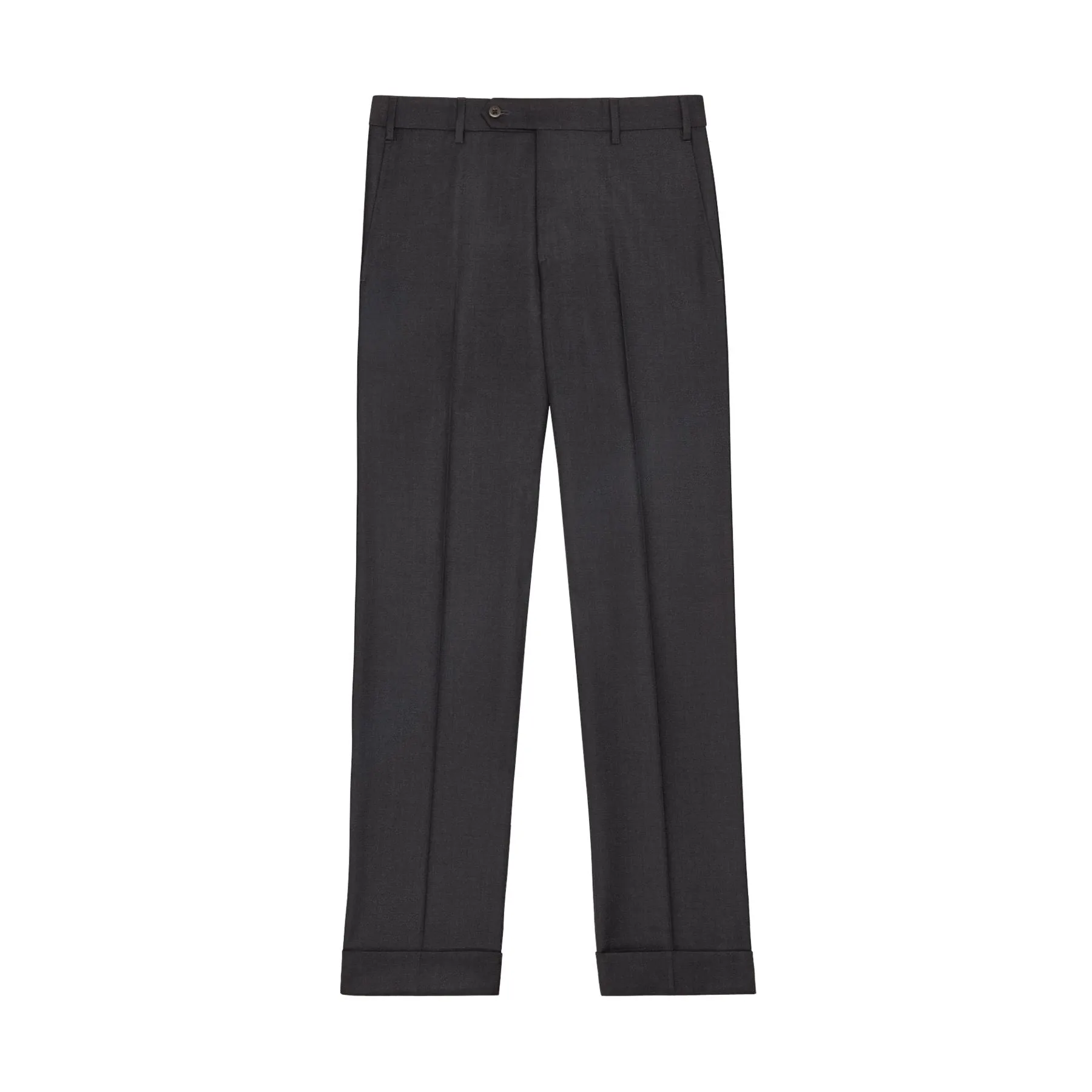 Devon Flat Front Stretch Wool Trouser in Charcoal (Modern Full Fit) by Zanella