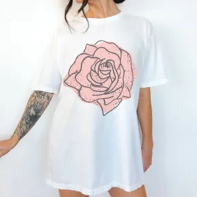 Distressed Rose Design Comfort Colors® T-Shirt, T-Shirt Dress Shirt, Graphic Tee, Oversized print, BOHO, Watercolor Rose T-Shirt, Gift for Mom