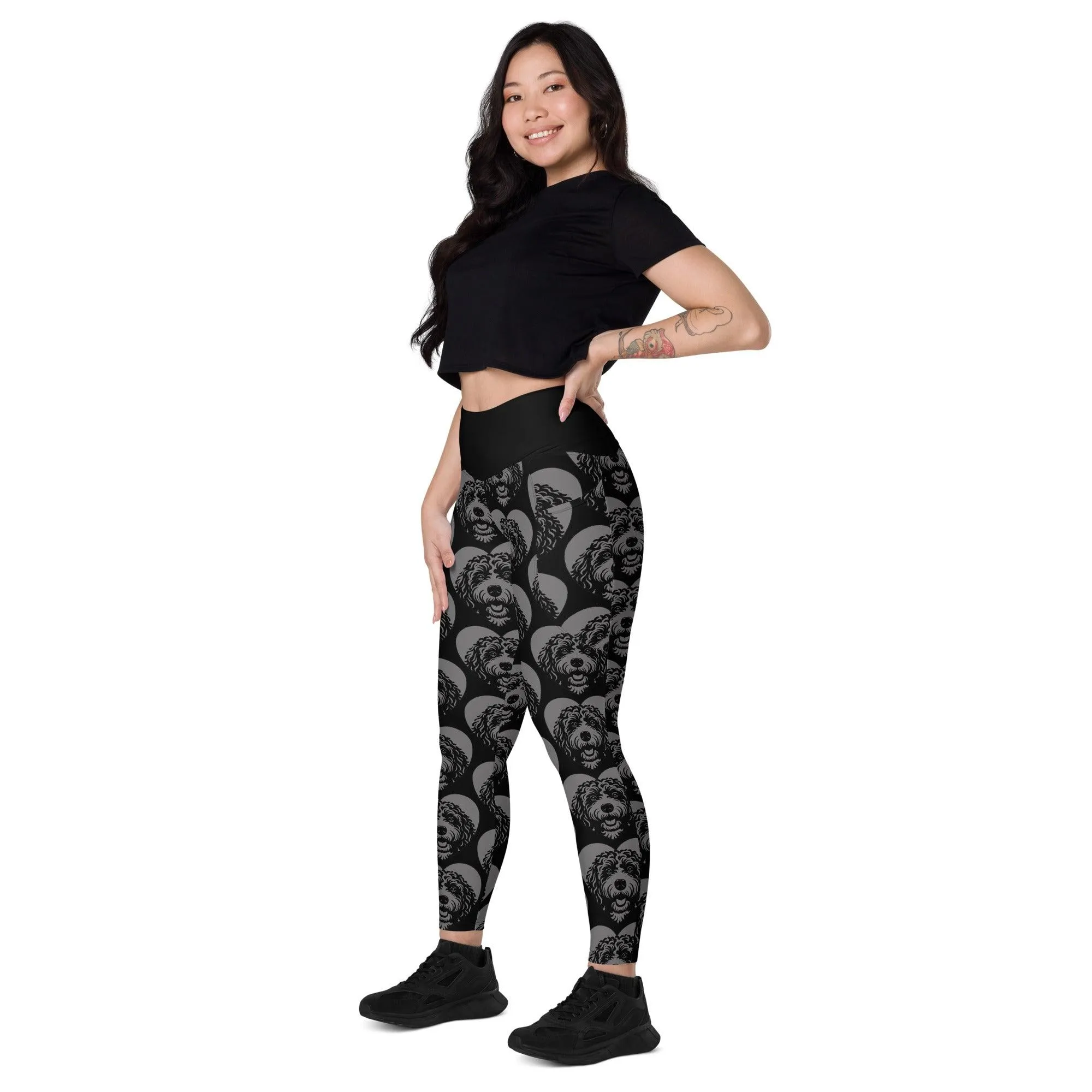 DOG BREED LEGGINGS with pockets - BARBET - HERTTAHOUND - grey