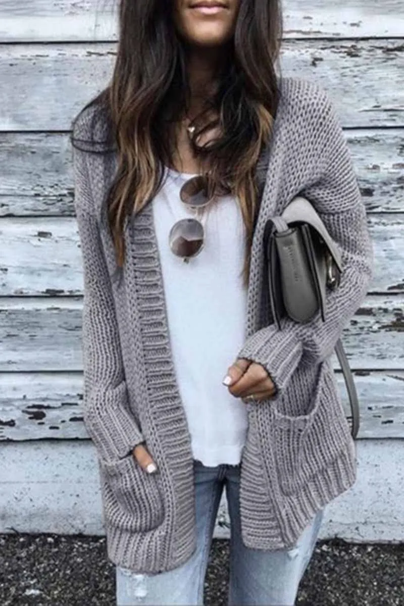 Dunnmall Solid Loose Sleeve Sweater Cardigan