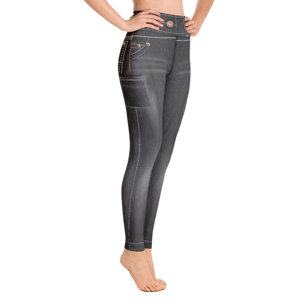 ELEVATED ESSENTIALS, BOOTY BOOSTING HIGH WAISTBAND FADED BLACK JEANS LEGGING