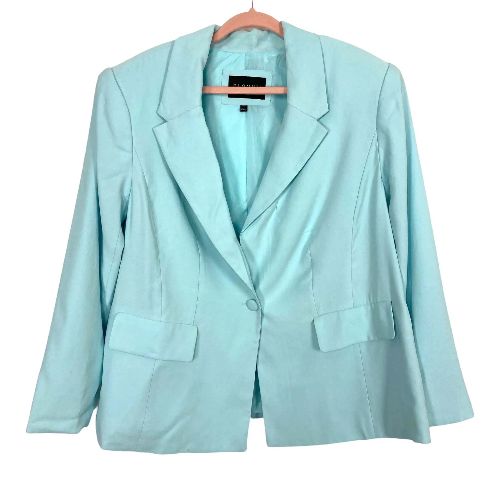 Eloquii Light Blue Tailored One Button with Shoulder Pads Blazer NWT- Size 14 (sold out online)