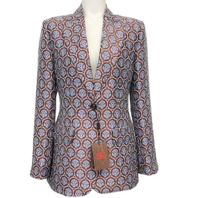 Etro Brown / Blue Abstract Floral Jacquard Blazer