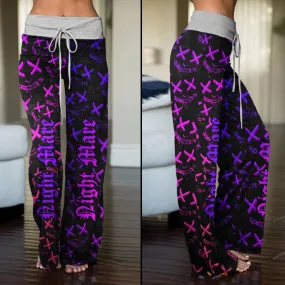 Face Smile Pattern Pink High-waisted Straight-leg Trousers