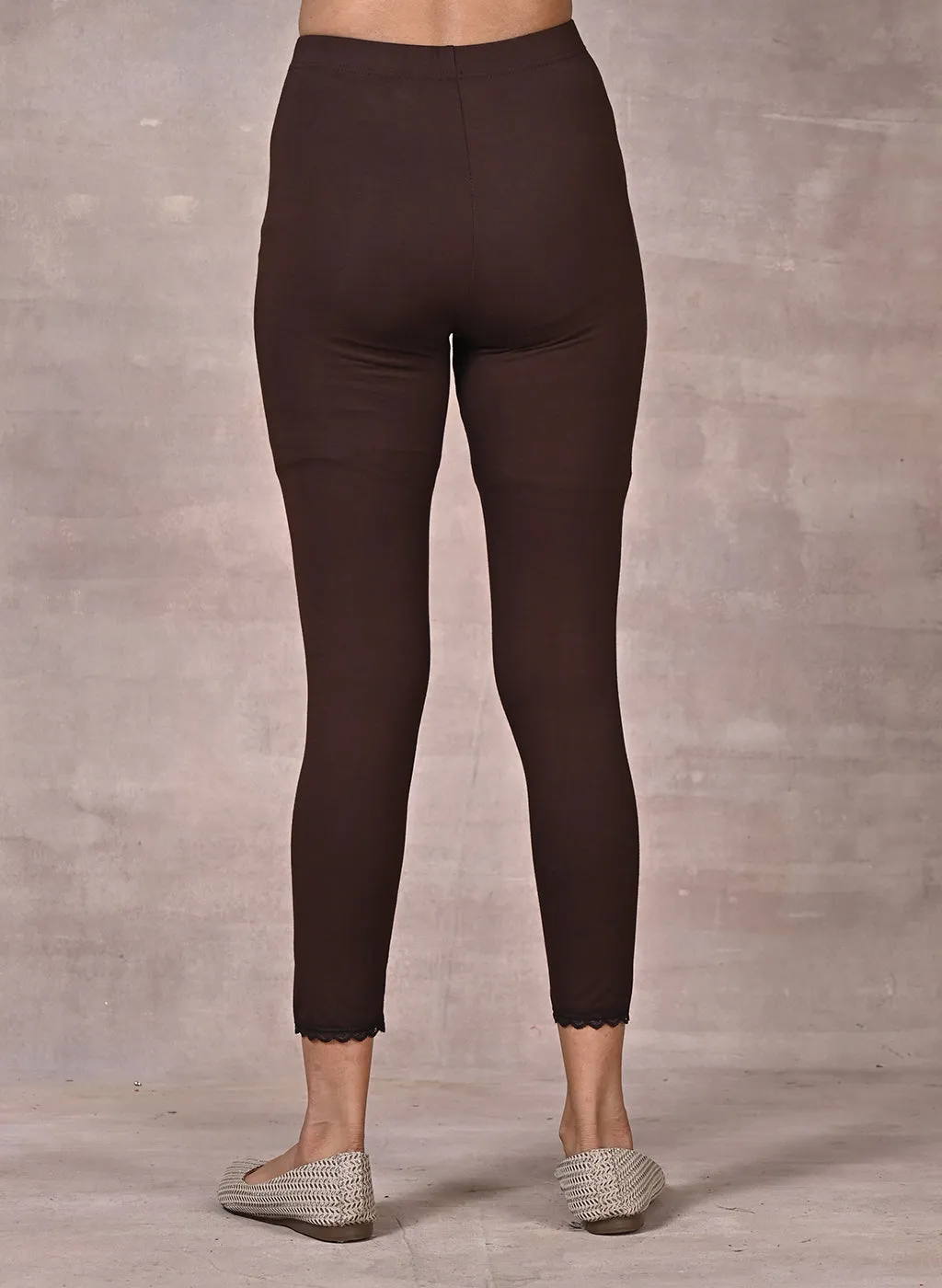 Farah Brown Viscose Lycra Leggings for Women