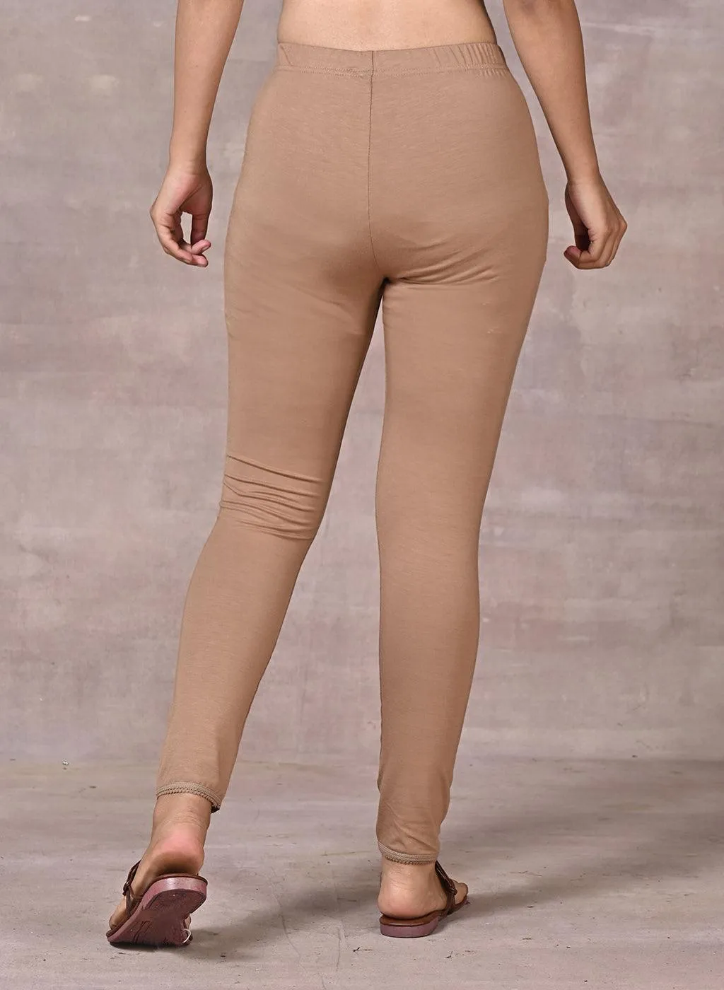 Farah Sand Beige Viscose Lycra Leggings for Women