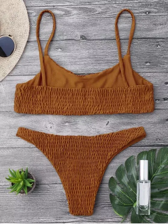 Fashion Smocked Bikini Top and Bottoms