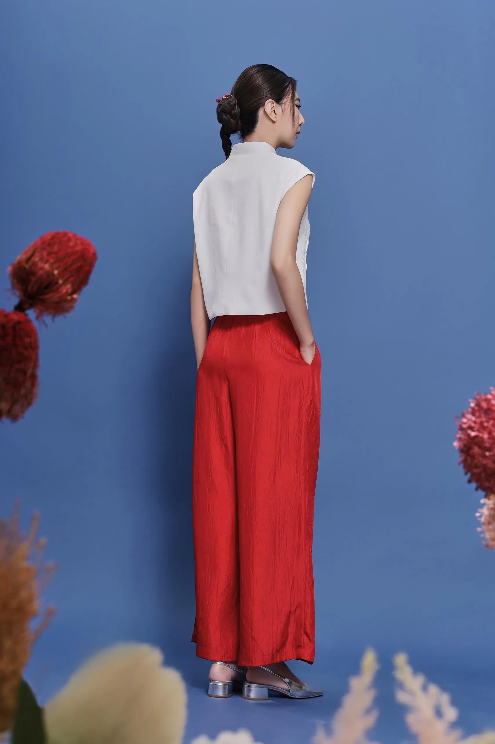 Feng Wide Legged Satin Pants