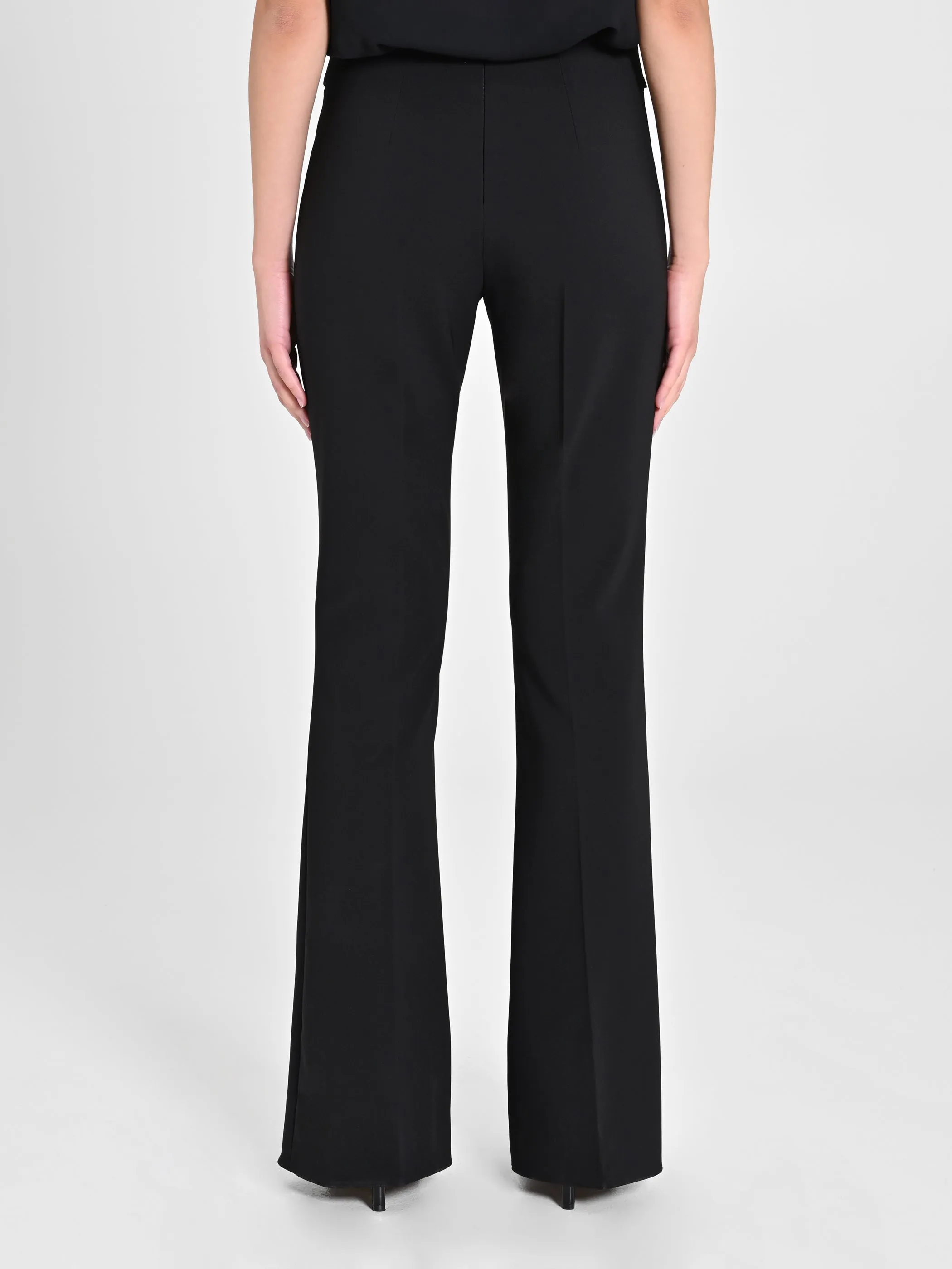 Flared Trousers with Geometric Buckle